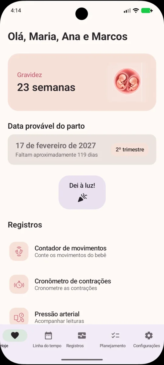 Tela inicial real de Hamelia em português brasileiro